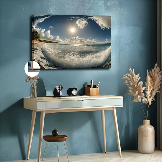 Coast Decorative Canvas Art Serene Waves Beneath Blue Sky