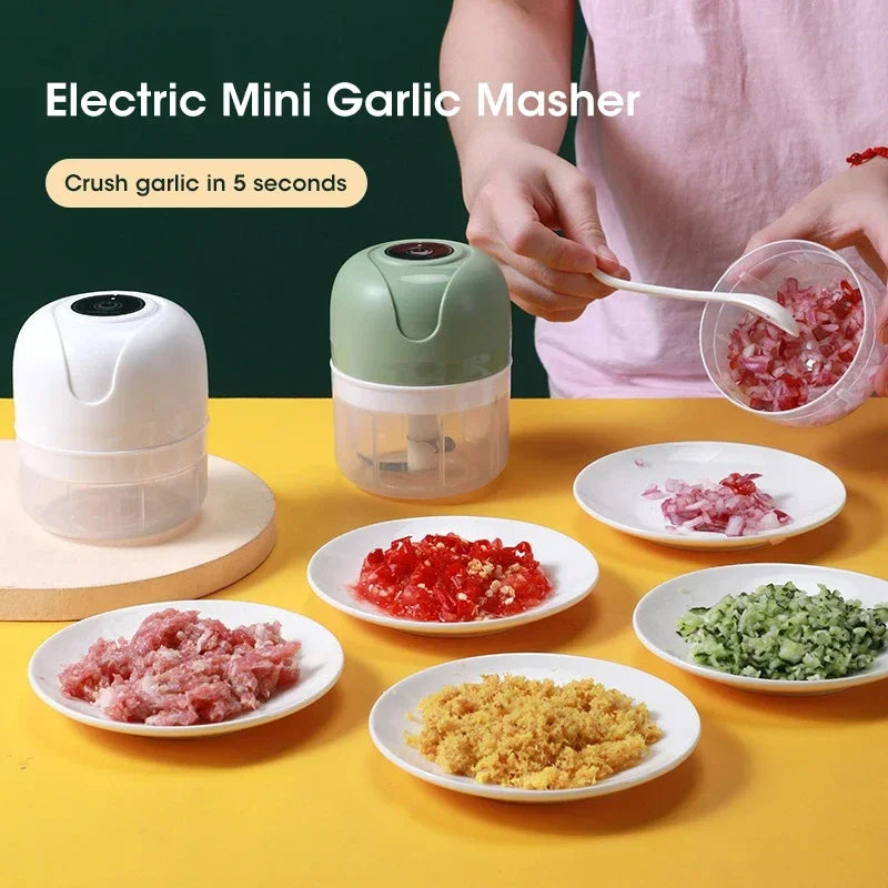 Portable Electric Garlic Masher And Meat Grinder Chopper USB Powered