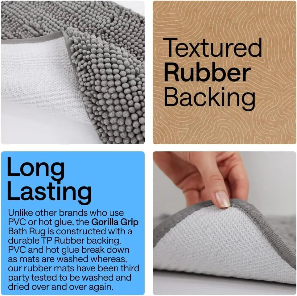 Chenille Bath Rug Non Slip Backing Quick Dry Microfiber Mat