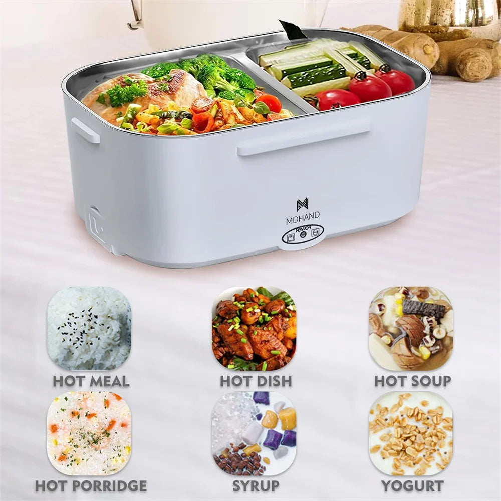 Electric Lunch Box Warmer Portable Food Heater Leakproof Car Home