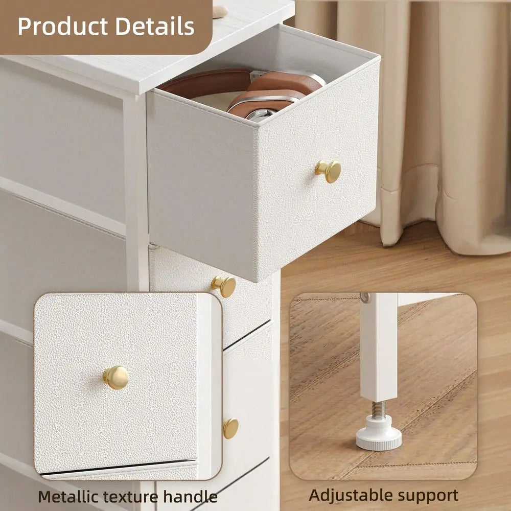 XMSJ 4 Drawer Narrow Fabric Storage Cabinet For Small Spaces