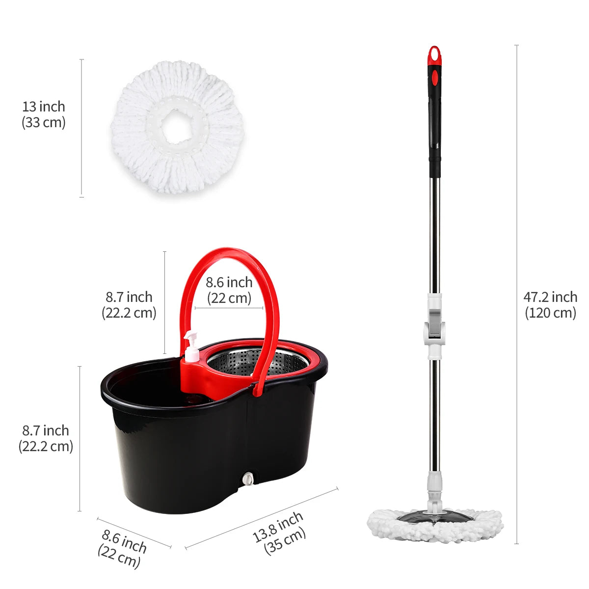 Mop Bucket Set With 360 Degree Dual Motion Spin Mop System Self Cleaning Bucket