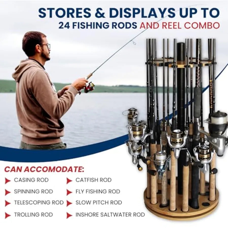 Fishing Rod Holder 360 Spinning Rack For Garage Organization
