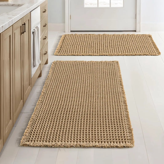 Bath Mat Set Non Slip Waffle Rug Microfiber Machine Washable