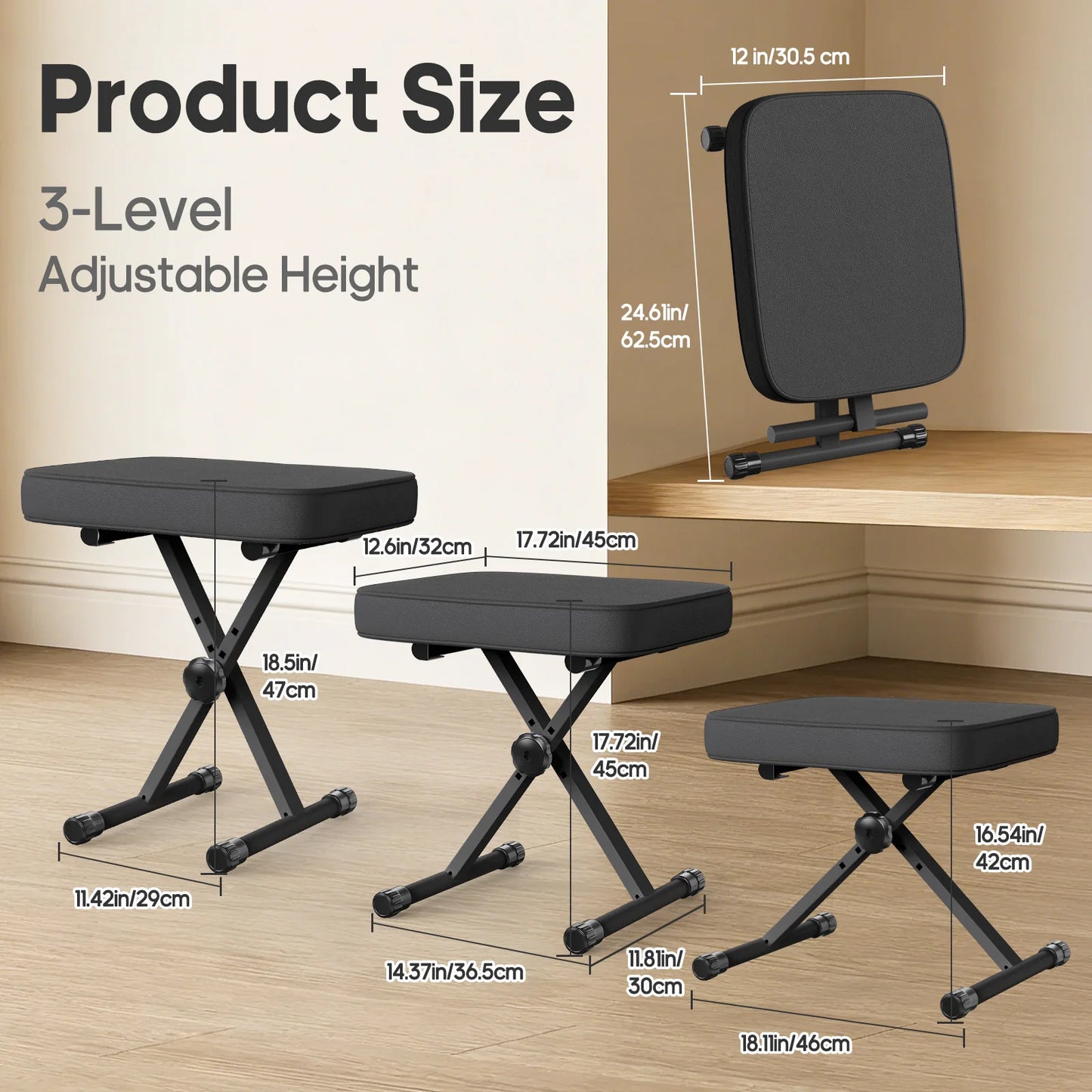 JHK X Shaped Folding Chair With Padded Seat For Living Room And Metal Frame
