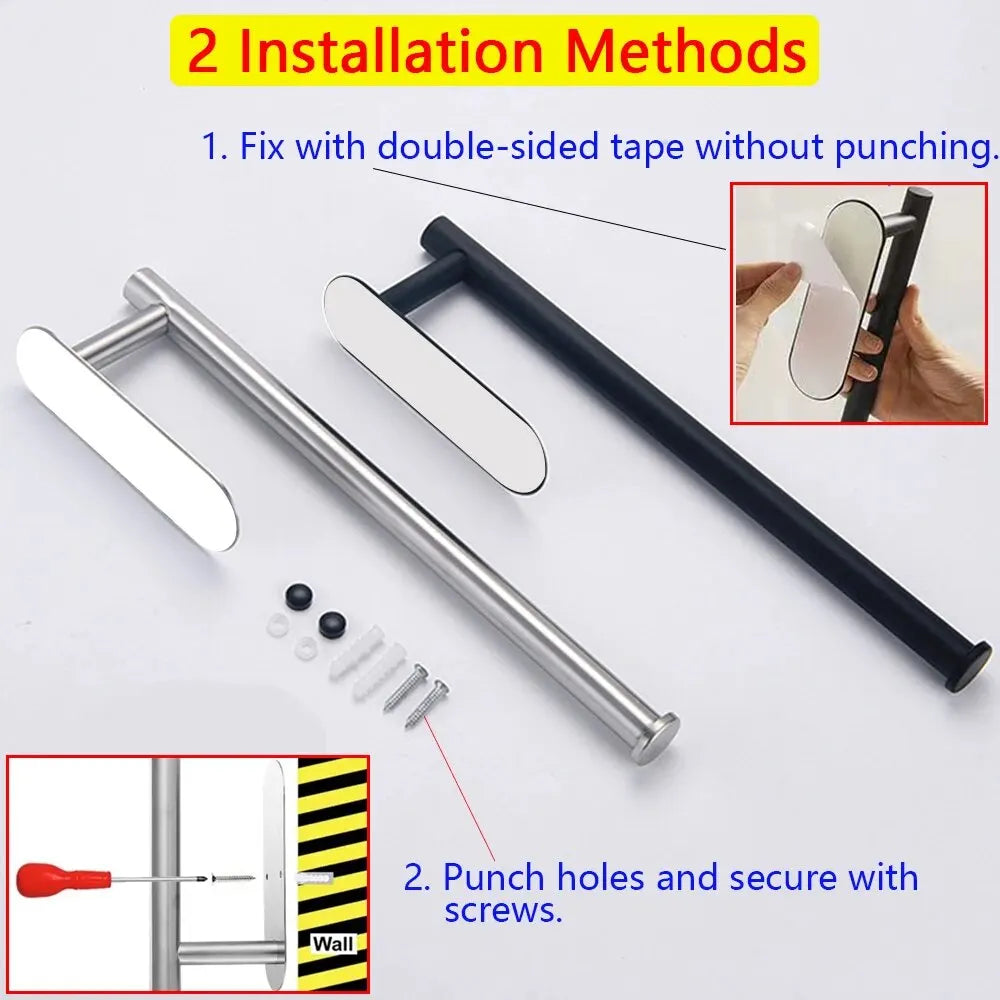 Stainless Steel Paper Roll Holder Adhesive Wall Mount Dispenser