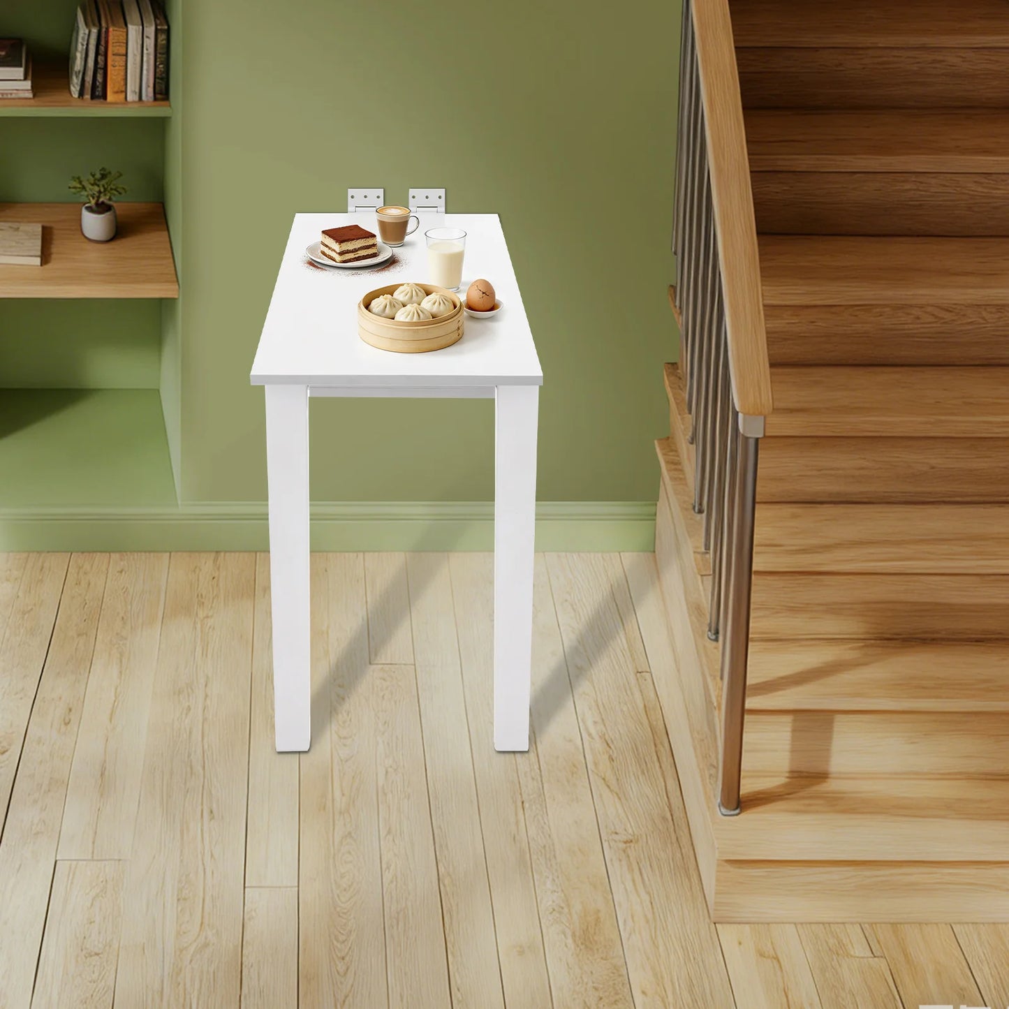 Modern L Shaped Wall Mounted Folding Dining Table Solid Wood
