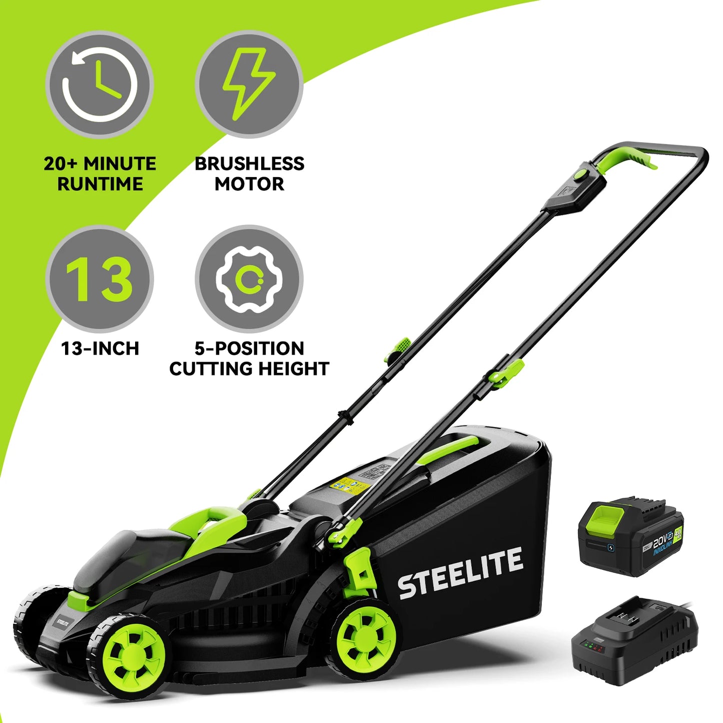 Deli Electric 2-In-1 Cordless Brushless Lawn Mower