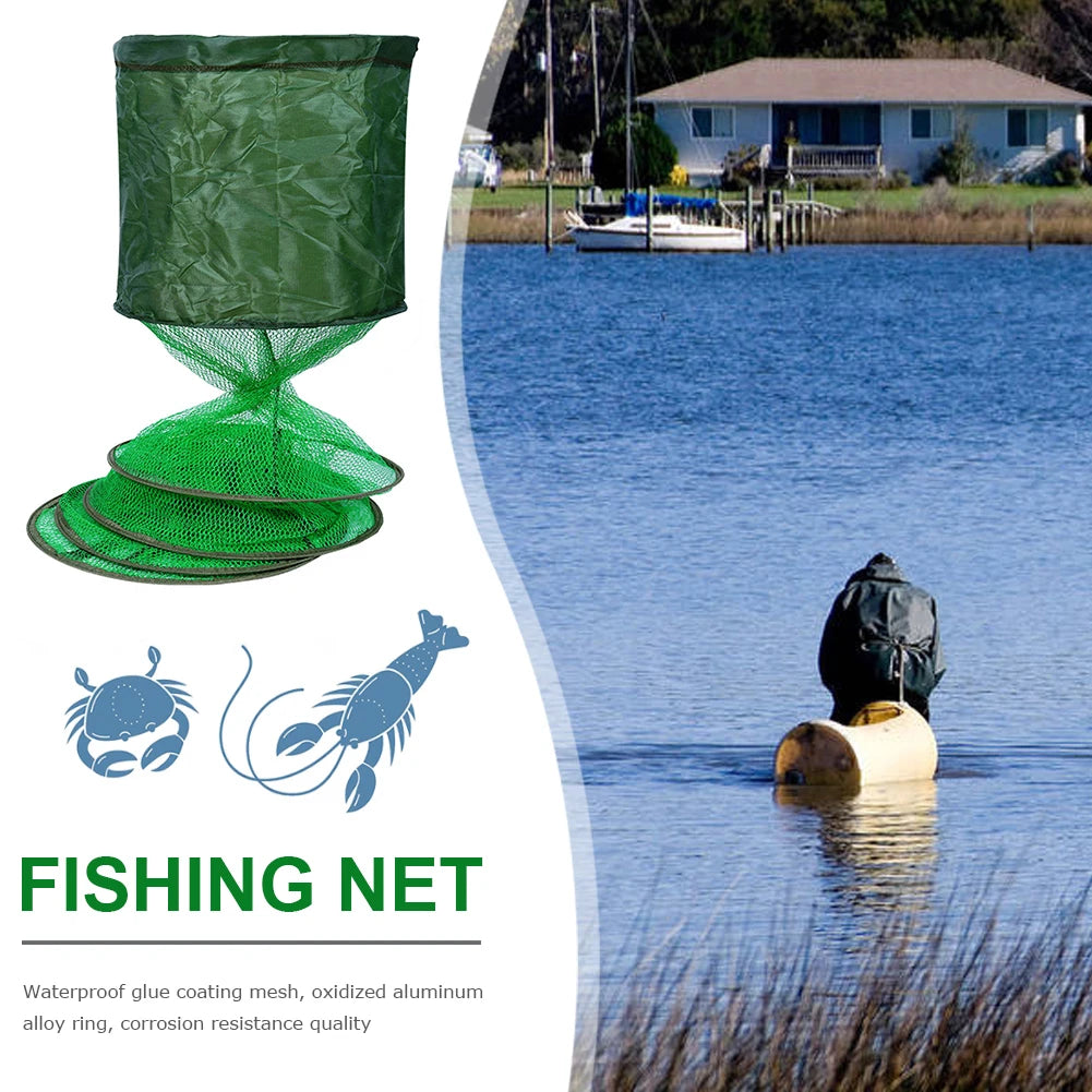 Portable Folding Fish Trap Net With Steel Ring Cage