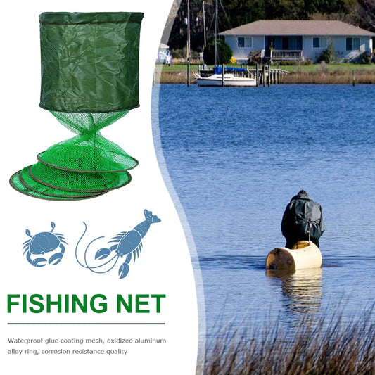 Portable Folding Fish Trap Net With Steel Ring Cage