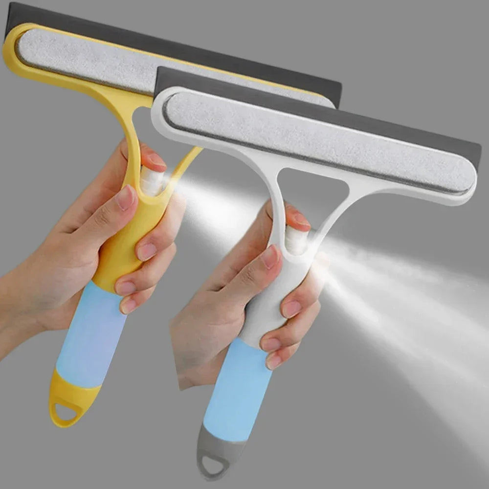 3 In 1 Glass Cleaning Squeegee With Spray Bottle Set