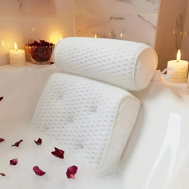 Bath Pillow With 4D Air Mesh Back Support Bathtub Spa