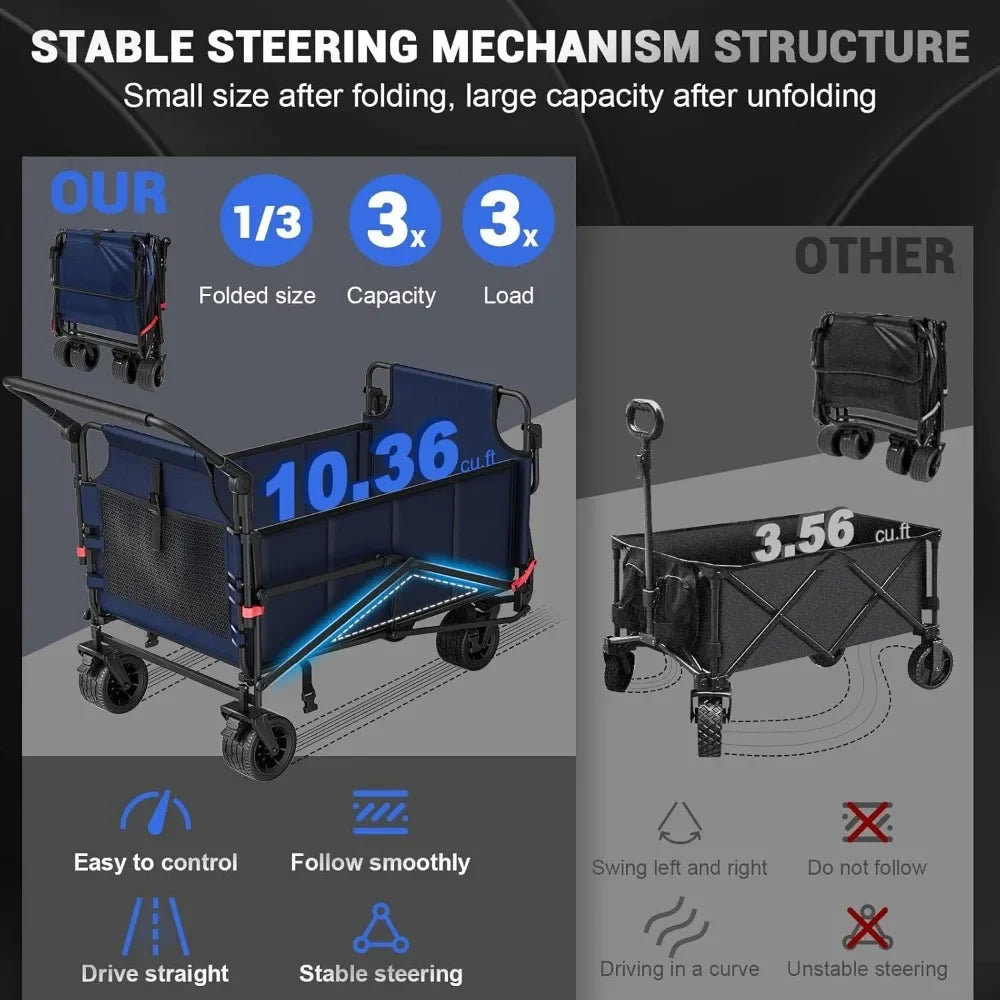 Heavy Duty Folding Wagon Cart With 650lb Capacity All Terrain