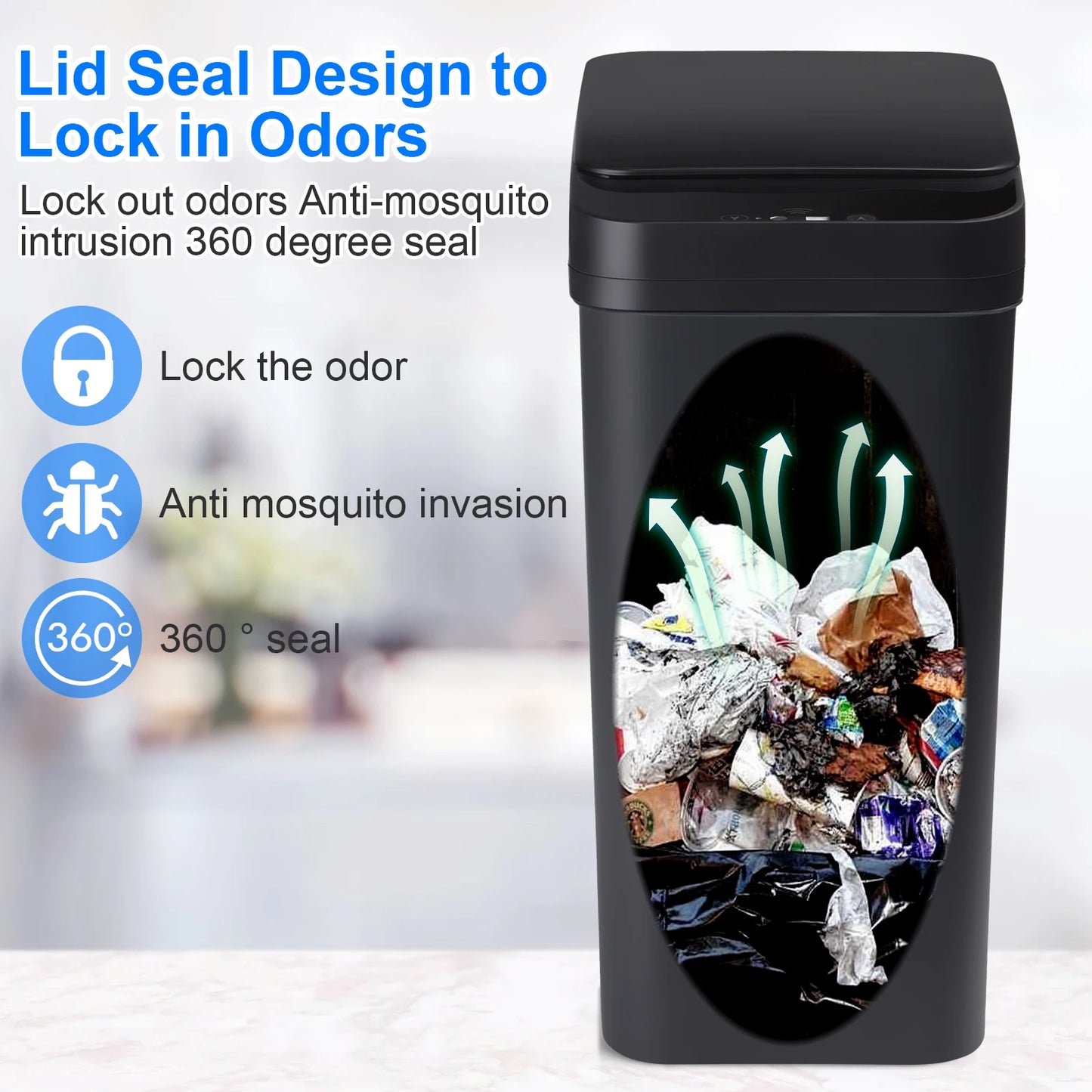 2-Pack Touchless Motion Sensor Trash Cans Slim Design