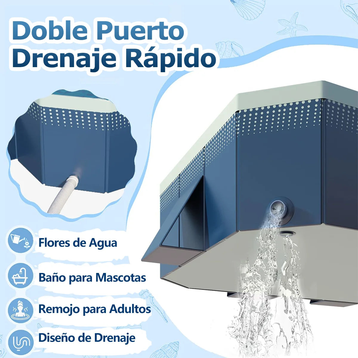 Foldable Rectangular Pool With Easy Setup For Outdoor Use
