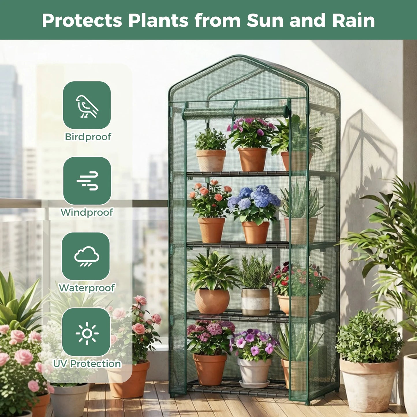 Portable Mini Greenhouse Multi Tier Rack With PE Cover Outdoor