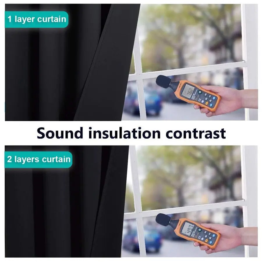 Thermal Full Blackout Curtains Soundproof for Dining Room and Hall