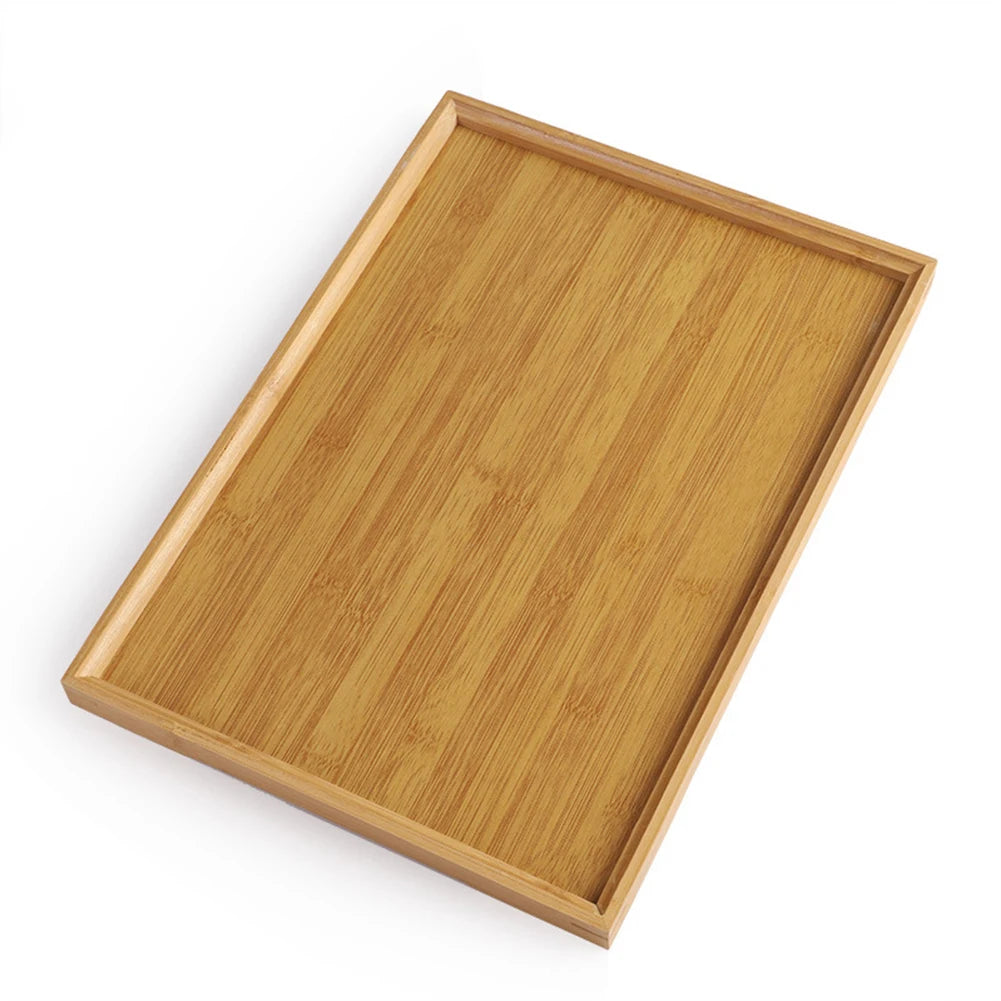 LEENKEA Bamboo Rectangular Serving Tray For Kitchen And Bar