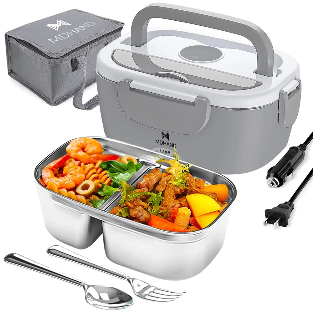 Electric Lunch Box Warmer Portable Food Heater Leakproof Car Home
