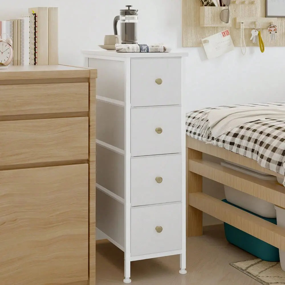 XMSJ 4 Drawer Narrow Fabric Storage Cabinet For Small Spaces