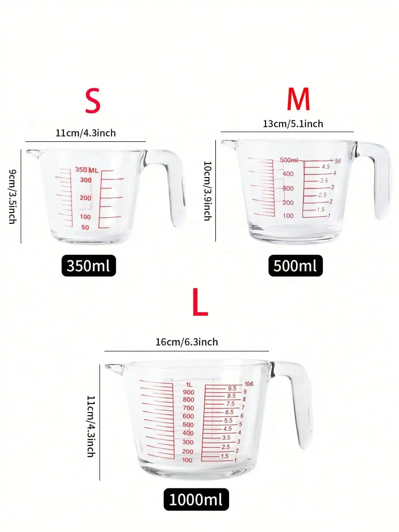 Heat Resistant Glass Measuring Cup With Handle And Scale For Kitchen