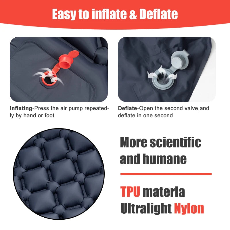 Pacoone Outdoor Sleeping Pad Camping Inflatable Mattress Built-In Pump
