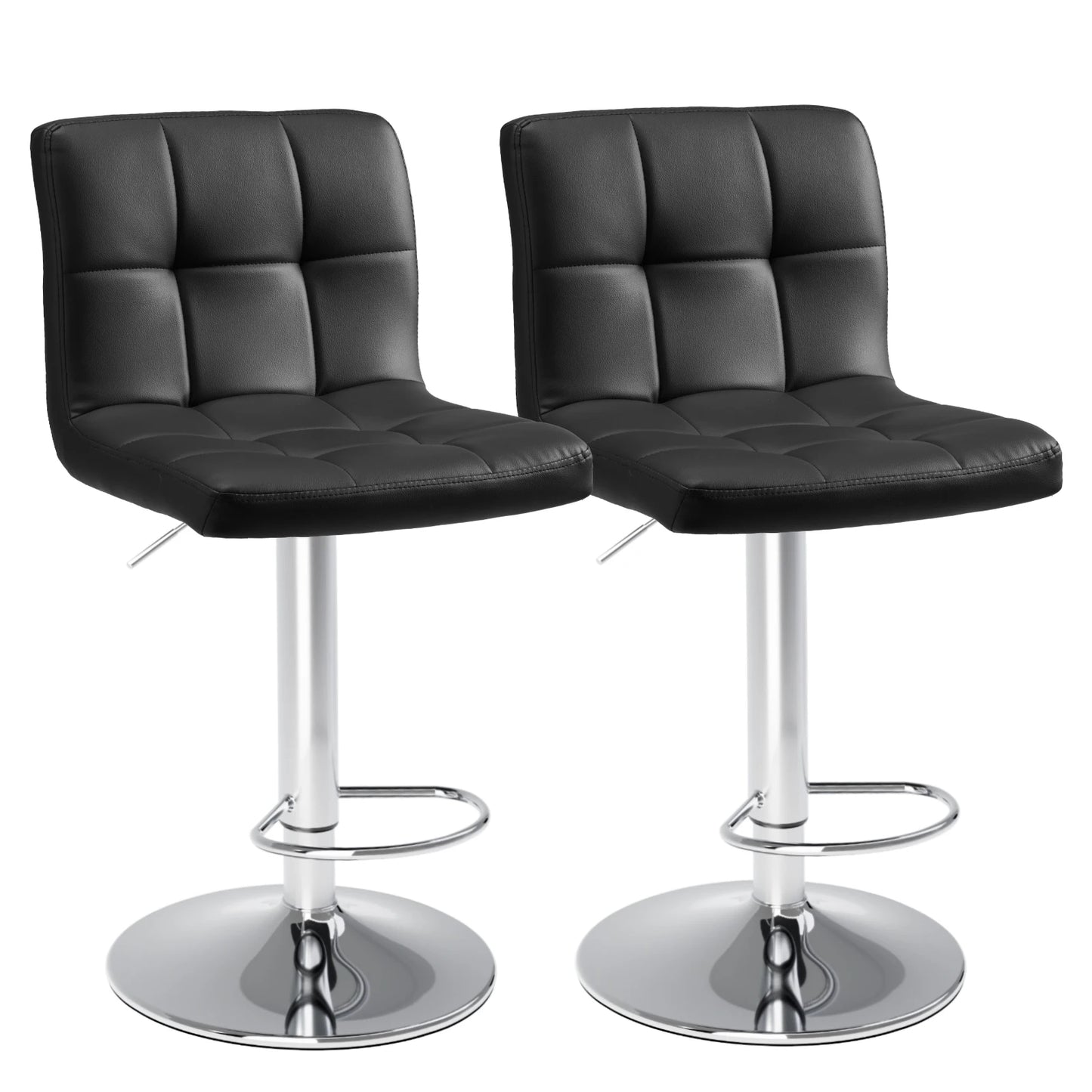 JHK PU Leather Bar Stools Set Of 2 Upholstered With Backrest