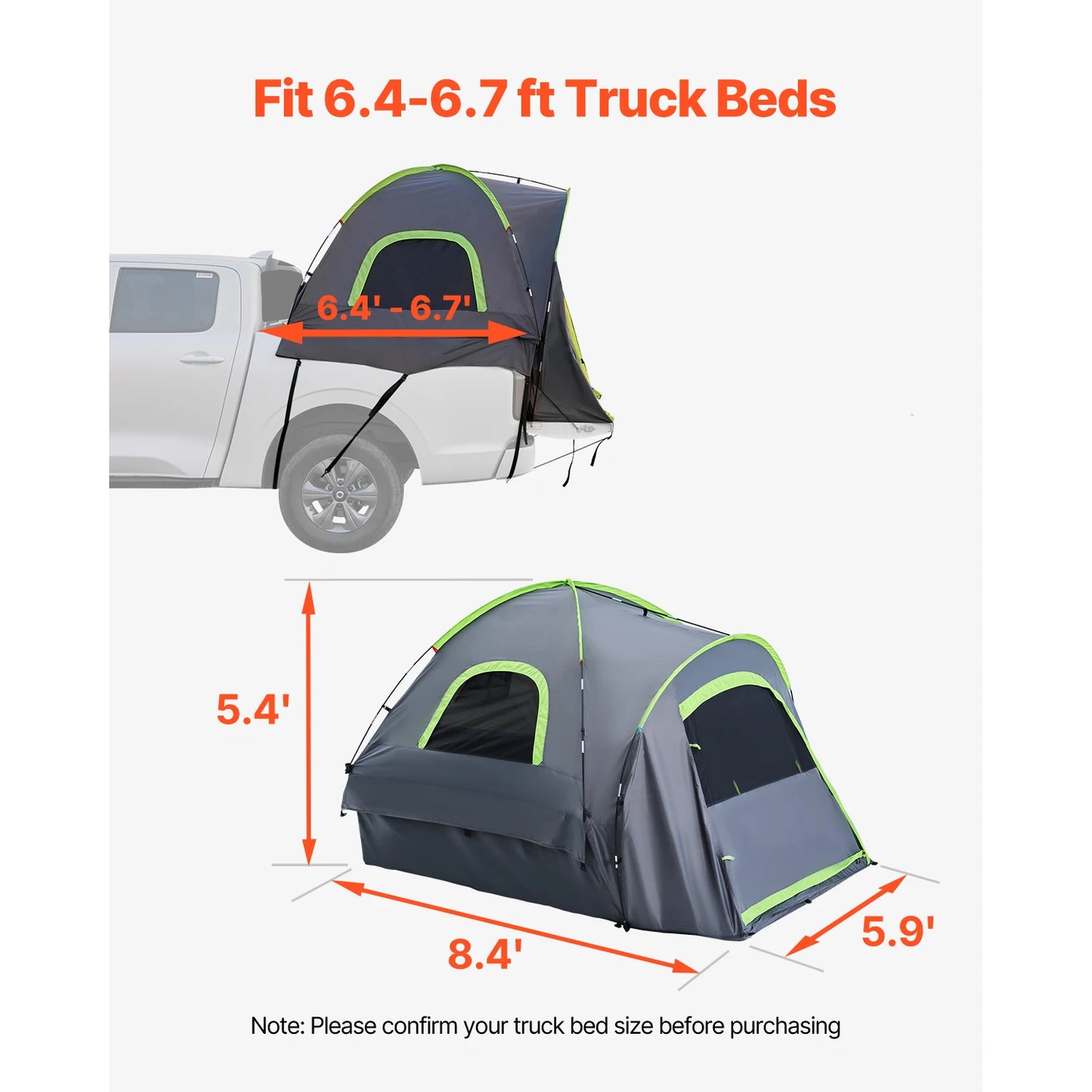 SucceBuy Pickup Truck Tent For Camping Waterproof PU2000