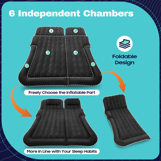 Universal Foldable Inflatable Car Sleeping Bed With Pump
