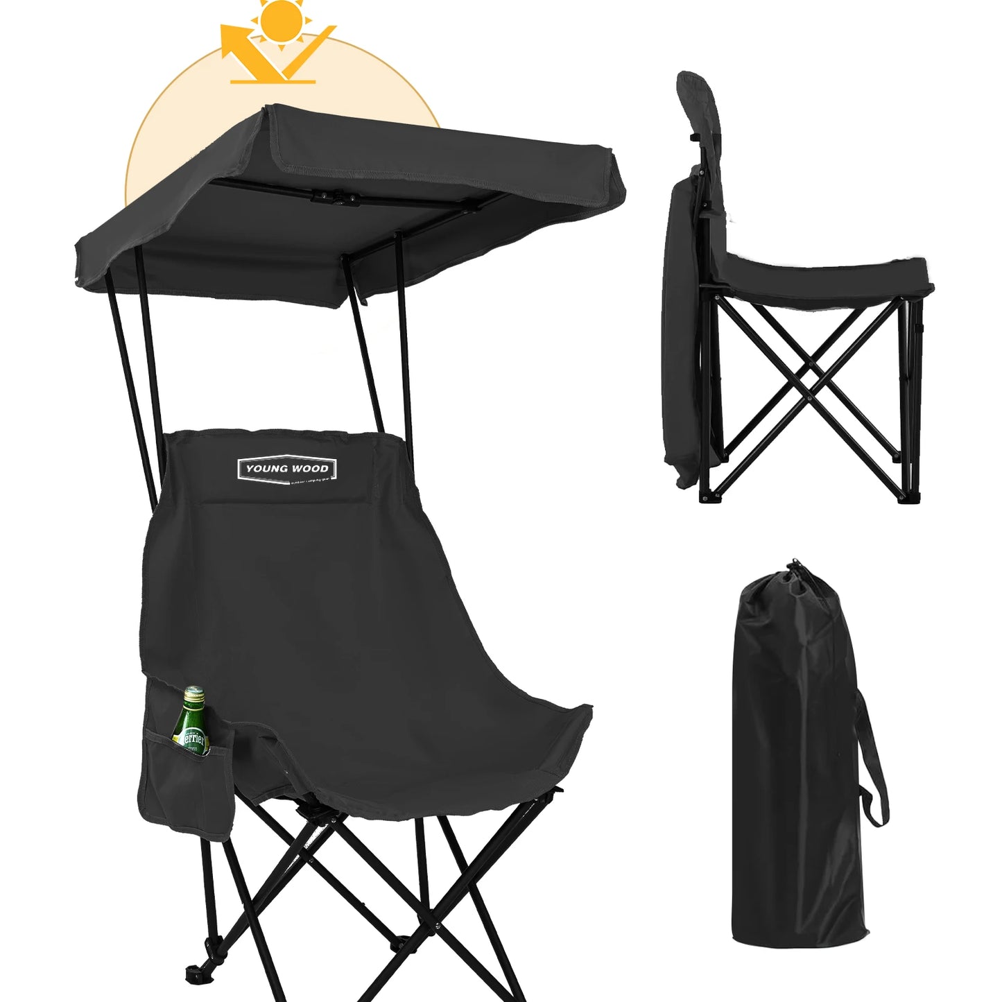 GERC Portable Camping Chair With Shade Canopy Foldable And Lightweight