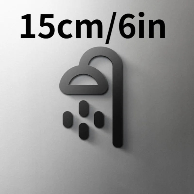Laser-Cut 3D Acrylic Shower Symbol Sign Self-Adhesive Door Decor