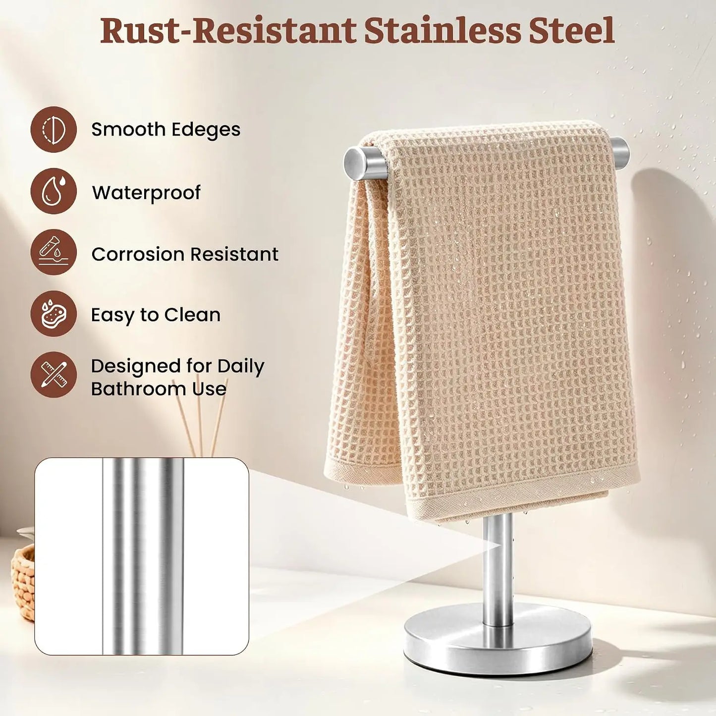 Stainless Steel T-Shape Free Standing Hand Towel Holder