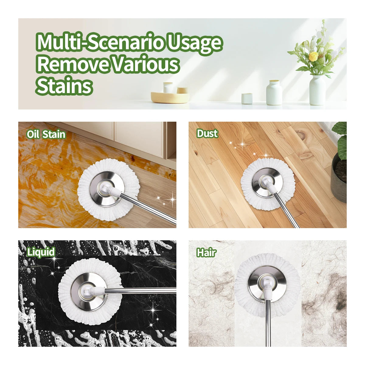 Mop Bucket Set With 360 Degree Dual Motion Spin Mop System Self Cleaning Bucket