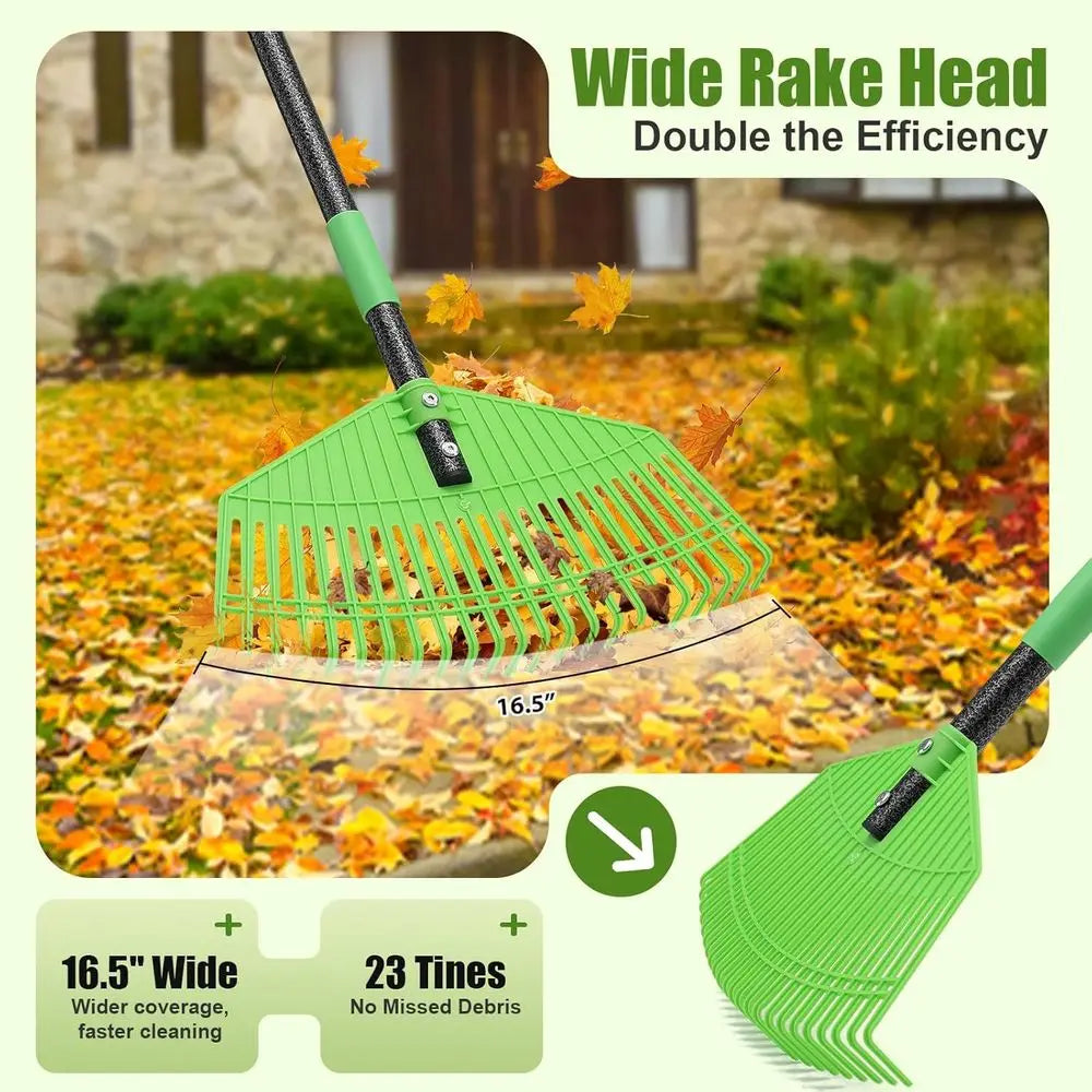 Adjustable Plastic Leaf Rake With Lightweight Handle For Leaves