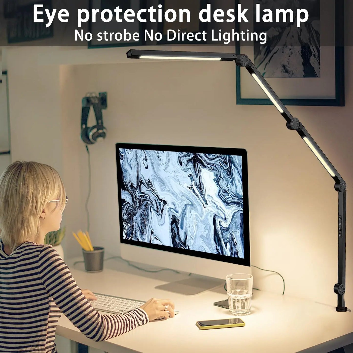 LED Desk Lamp With Clamp, Flexible Arm, 4 Color Modes