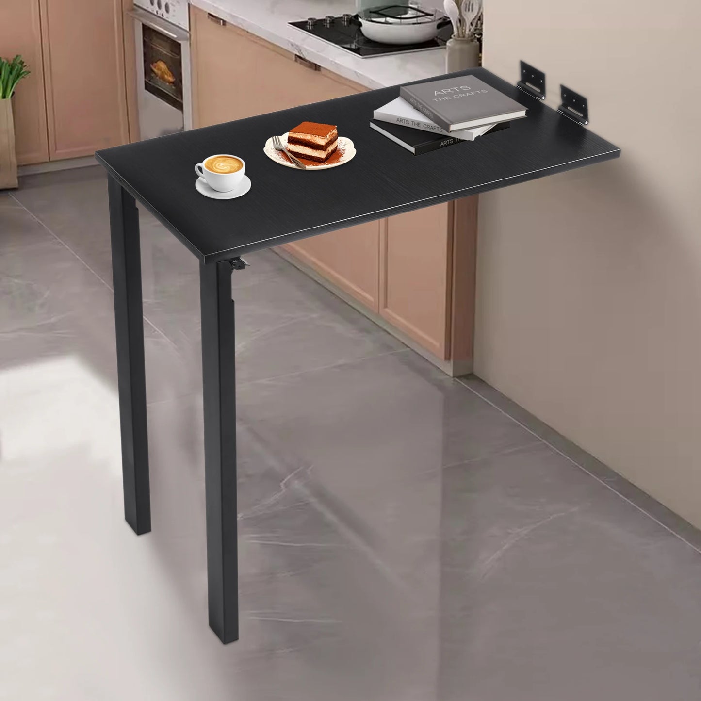 Modern L Shaped Wall Mounted Folding Dining Table Solid Wood