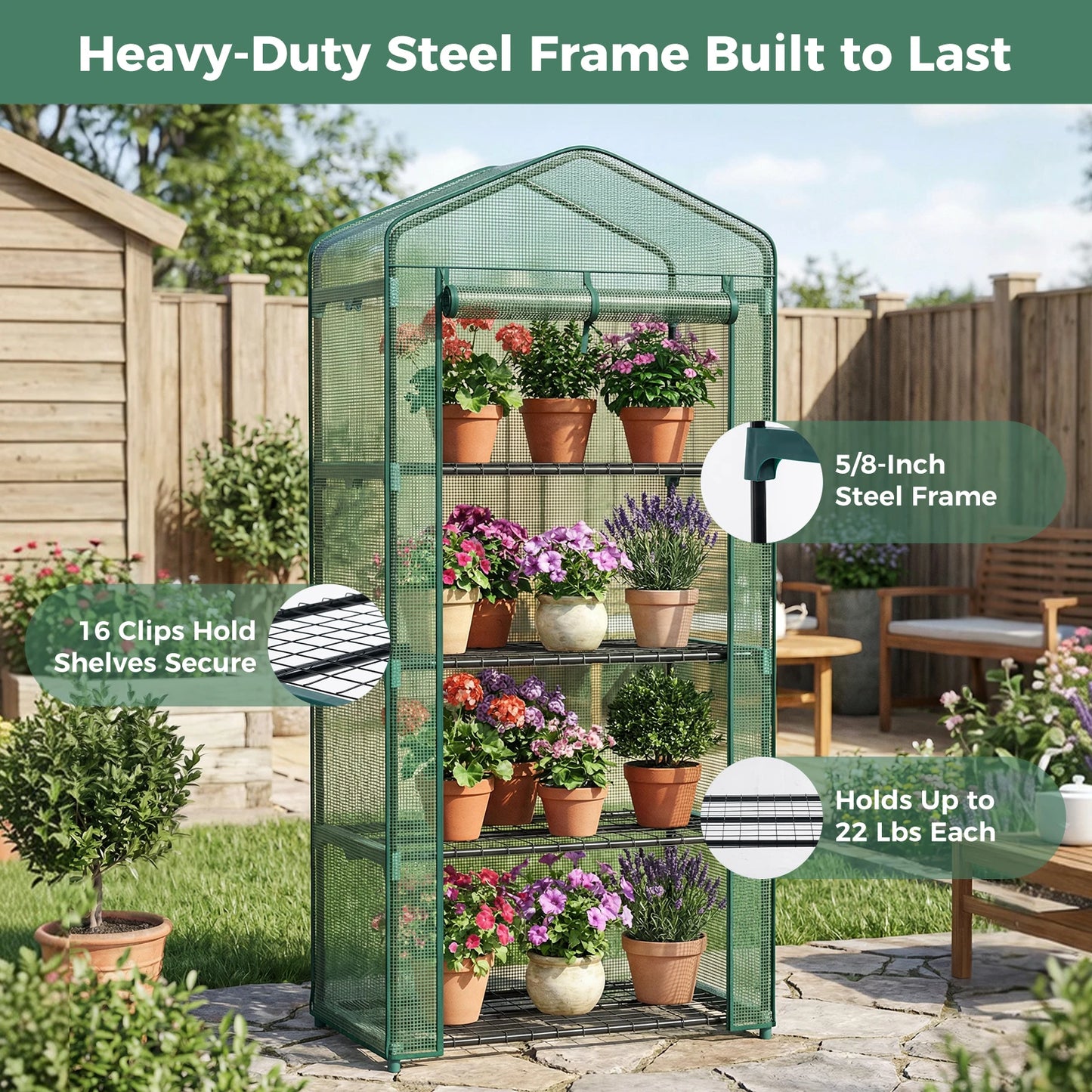 Portable Mini Greenhouse Multi Tier Rack With PE Cover Outdoor