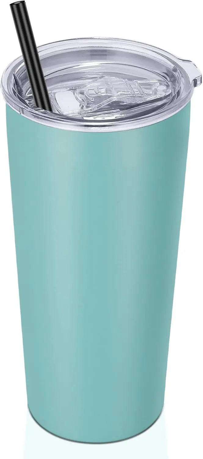 Vacuum Insulated Tumbler With Lid And Straw Stainless Steel Travel Cup