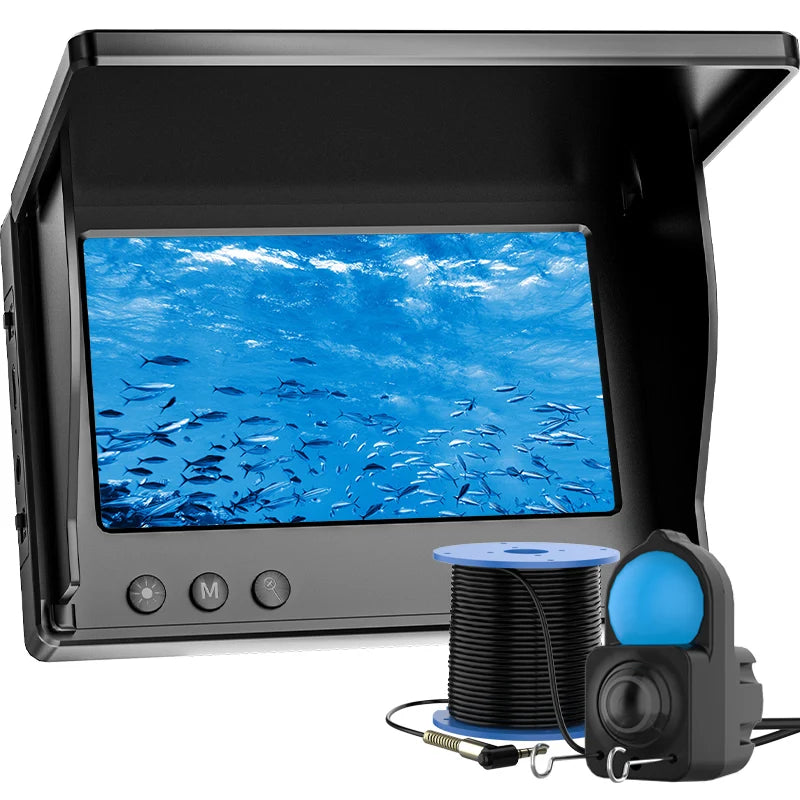 Underwater Fishing Camera With Monitor Fish Finder IP68 Waterproof Portable With Night Vision & Depth Finder For Ice Lake Sea
