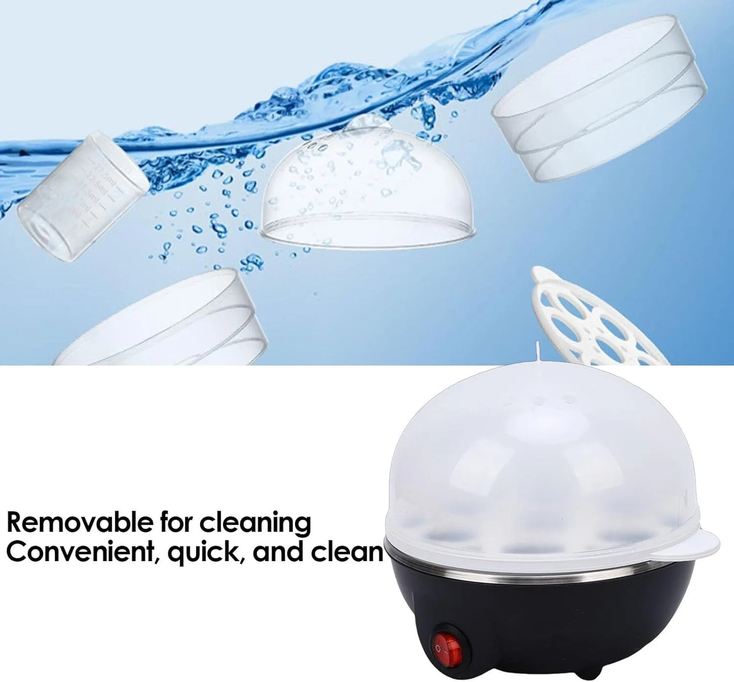 Rapid Electric Egg Boiler 6 Egg Capacity Automatic Egg Cooker Steamer for Breakfast Kitchen