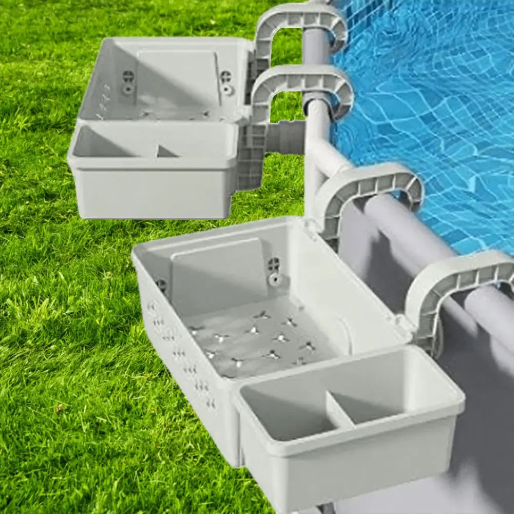Pool Storage Basket with Cup Holders All-Around Organizer Swimming Pool Hanging Storage Basket Above Ground Pool Accessories