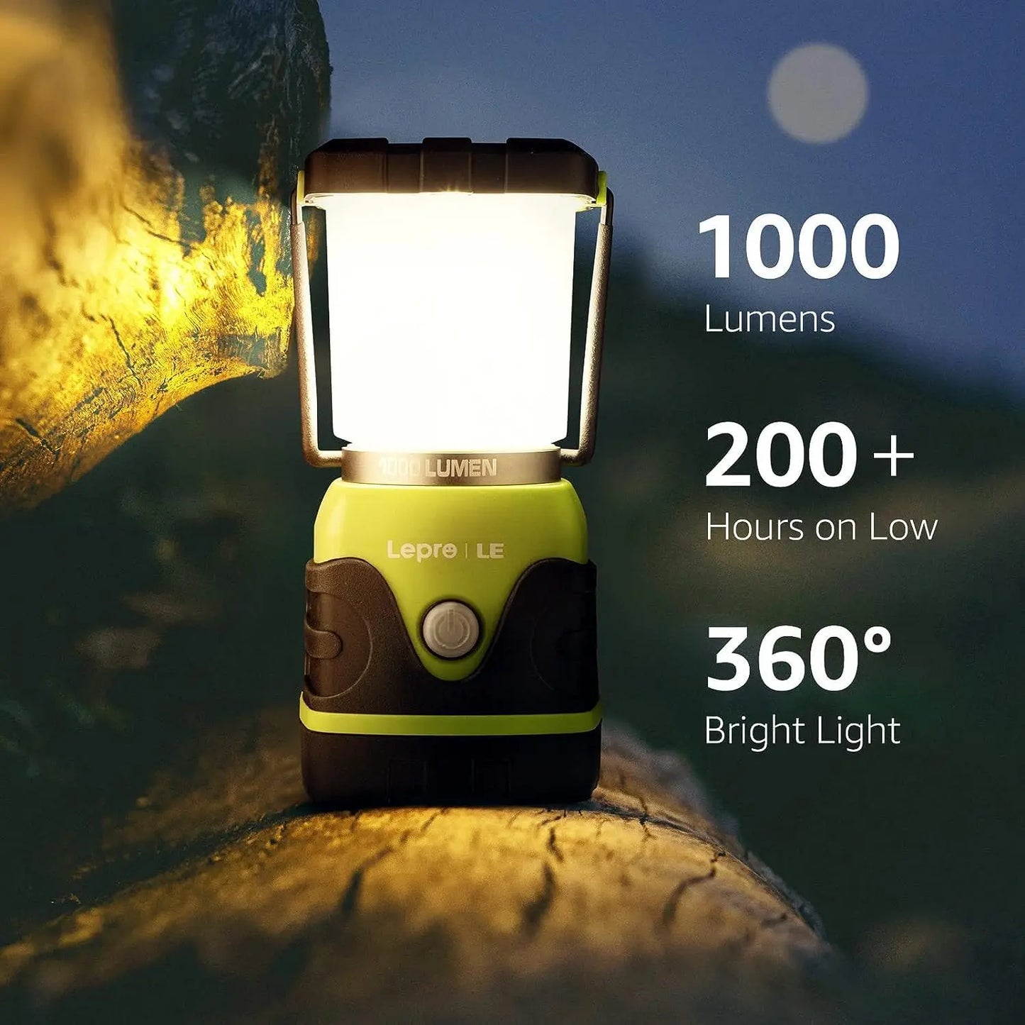 1000LM Waterproof Camping Lantern, Emergency Power Outage Light