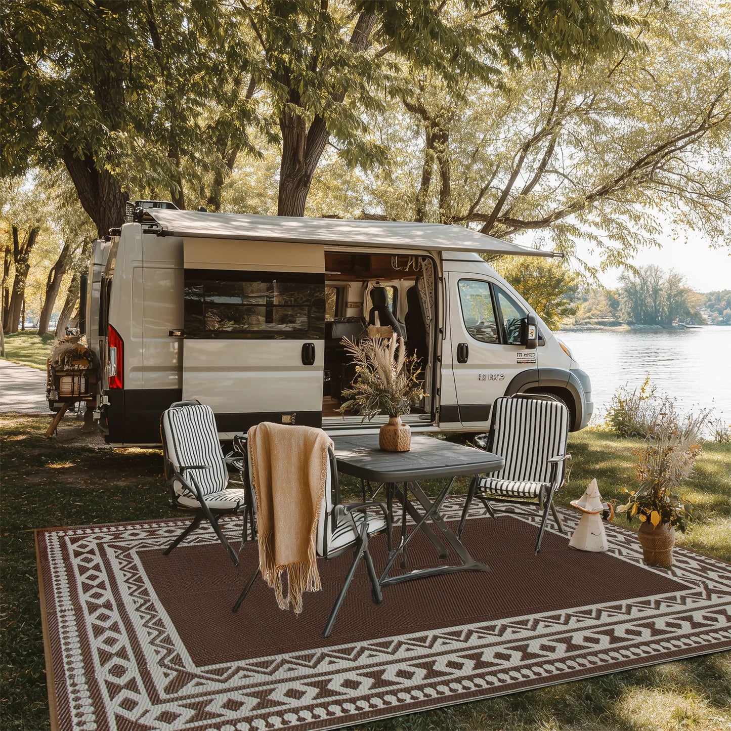 Outdoor Patio Rug Reversible Polypropylene Straw Kilim