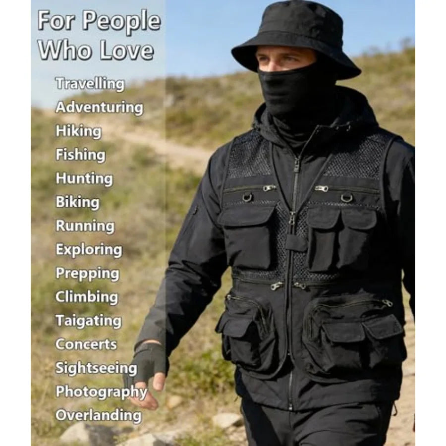 Men's Outdoor Cargo Vest With Pockets For Travel And Hiking