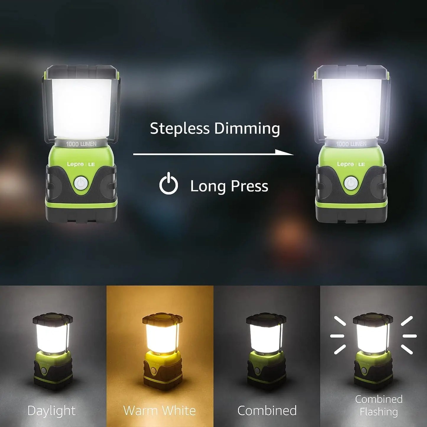1000LM Waterproof Camping Lantern, Emergency Power Outage Light