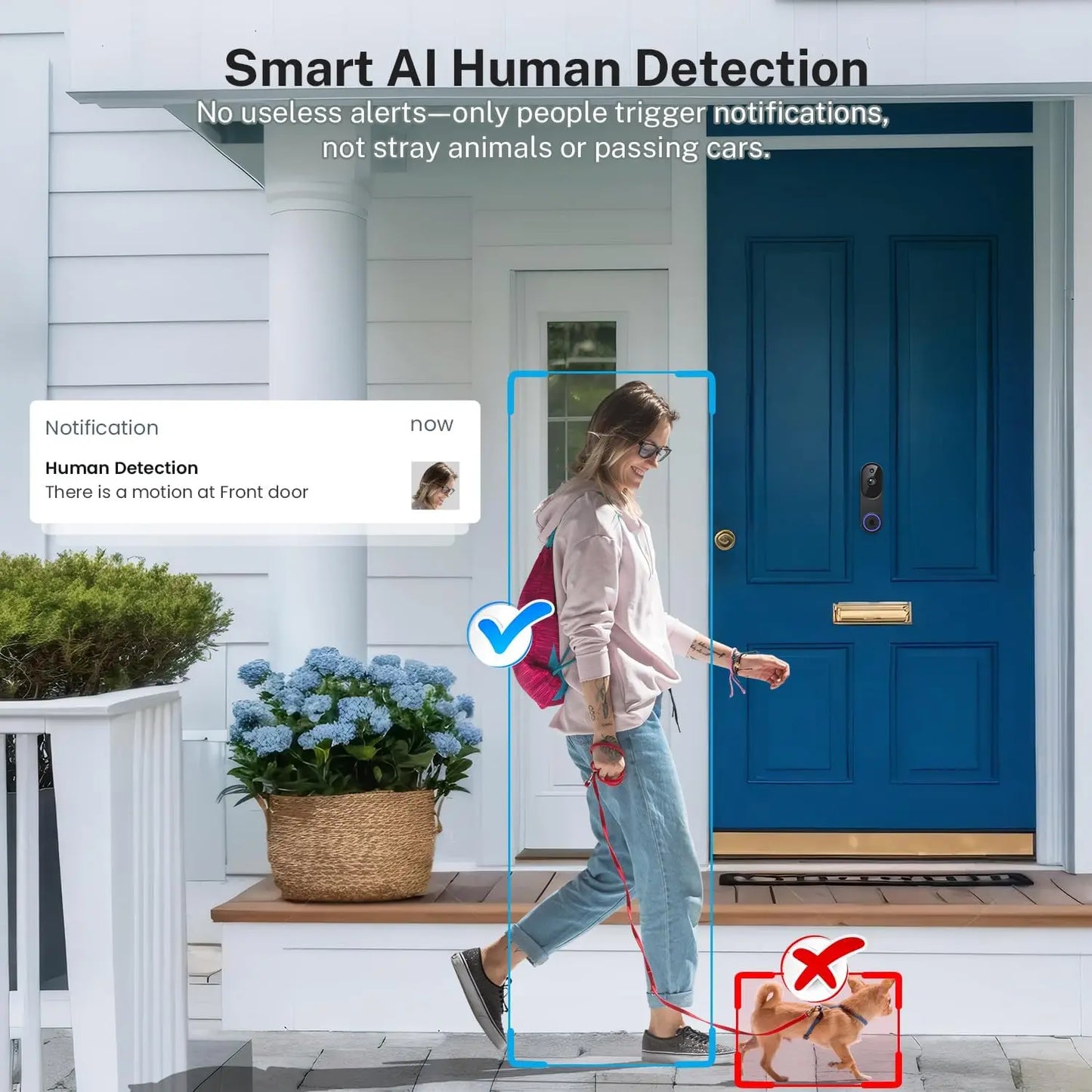 Wireless Video Doorbell With Two Way Audio And AI Motion