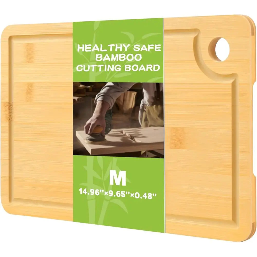 Reversible Bamboo Cutting Board Juice Groove For Meat And Cheese