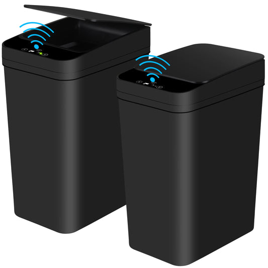 2-Pack Touchless Motion Sensor Trash Cans Slim Design
