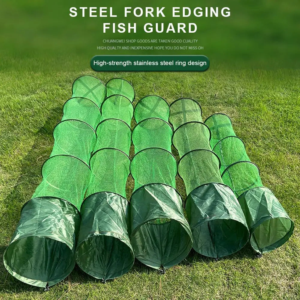 Portable Folding Fish Trap Net With Steel Ring Cage