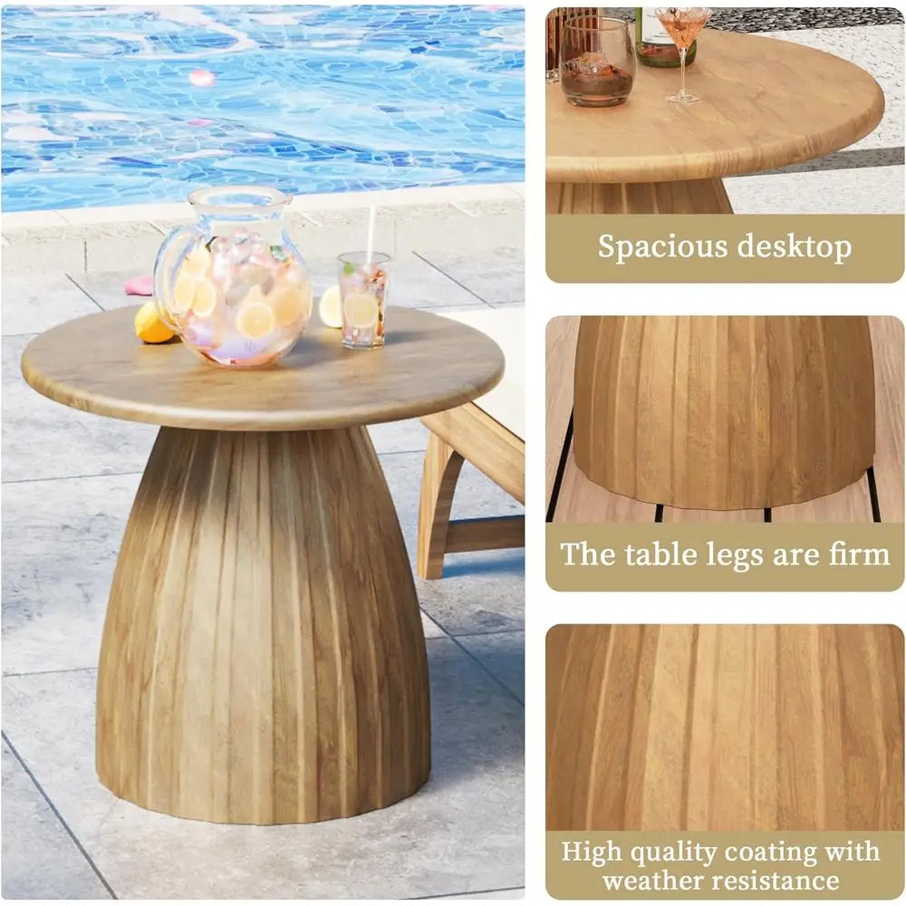 XMSJ Outdoor Round Metal Patio Side Table Weather-Resistant